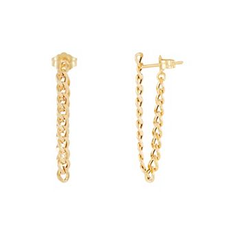 Everlasting Gold 10k Gold Curb Chain Front / Back Earrings