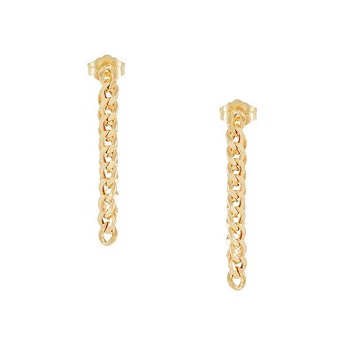Everlasting Gold 10k Gold Curb Chain Front / Back Earrings