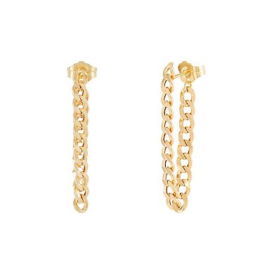 Everlasting Gold 10k Gold Curb Chain Front / Back Earrings