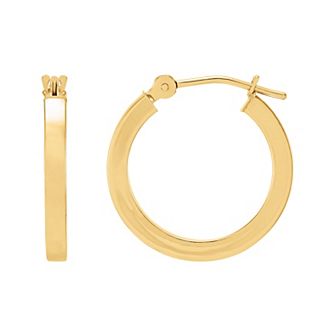 Everlasting Gold 10k Gold Square Tube Hoop Earrings