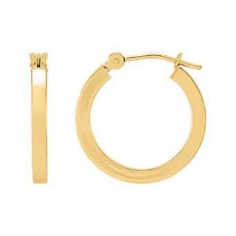 Everlasting Gold 10k Gold Square Tube Hoop Earrings