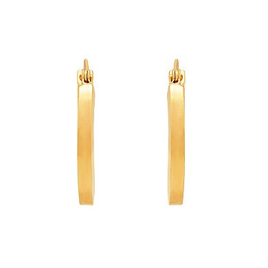 Everlasting Gold 10k Gold Square Tube Hoop Earrings