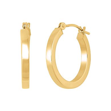 Everlasting Gold 10k Gold Square Tube Hoop Earrings