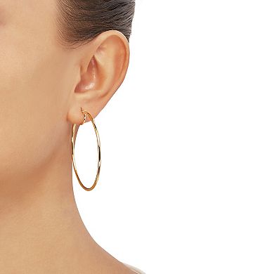 Everlasting Gold 10k Gold Bridge Tube Hoop Earrings