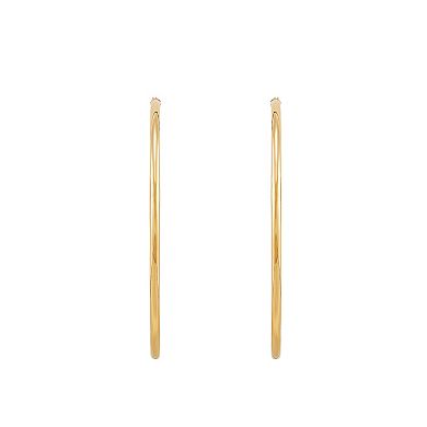 Everlasting Gold 10k Gold Bridge Tube Hoop Earrings