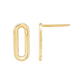 Everlasting Gold 10k Gold Small Paperclip Stud Earrings