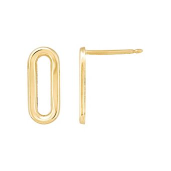 Everlasting Gold 10k Gold Small Paperclip Stud Earrings