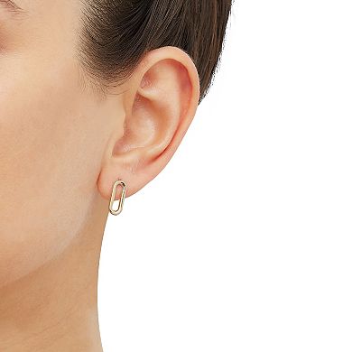 Everlasting Gold 10k Gold Small Paperclip Stud Earrings