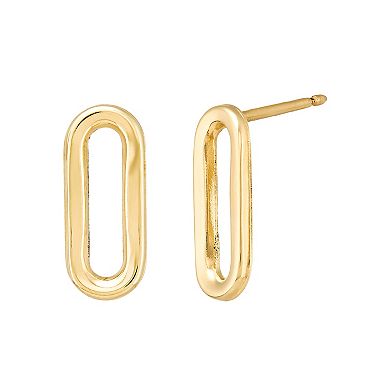 Everlasting Gold 10k Gold Small Paperclip Stud Earrings