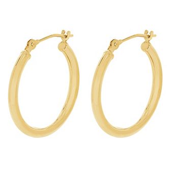 Everlasting Gold 10k Gold Tube Hoop Earrings