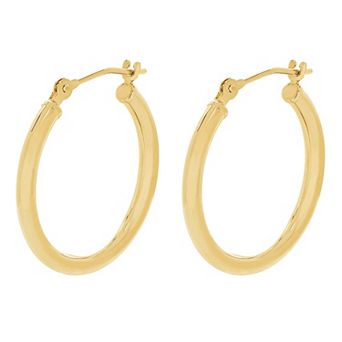 Everlasting Gold 10k Gold Tube Hoop Earrings