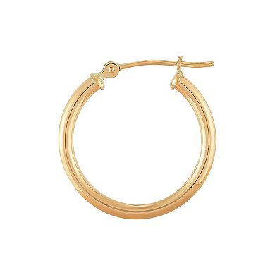 Everlasting Gold 10k Gold Tube Hoop Earrings