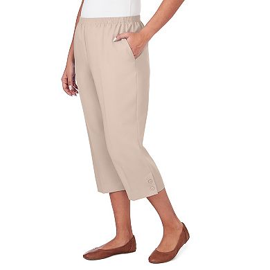 Petite Alfred Dunner Button Hem Capri Pants
