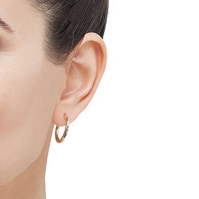 Everlasting Gold 10k Gold Crystal Cut Tube Hoop Earrings