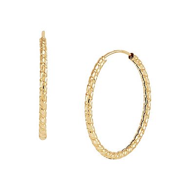 Everlasting Gold 10k Gold Texture Endless Hoop Earrings