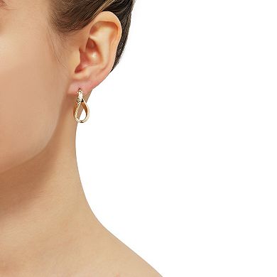 Everlasting Gold 10k Gold Diamond Cut Curve Oval Hoop Earrings