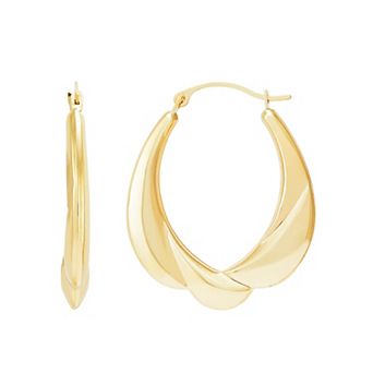 Everlasting Gold 10k Gold Polished Sculptural Hoop Earrings