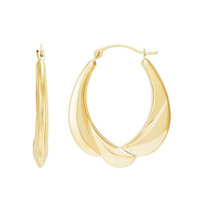 Everlasting Gold 10k Gold Polished Sculptural Hoop Earrings
