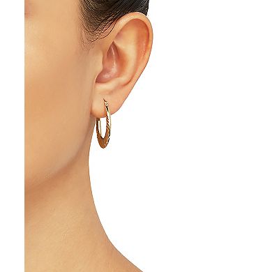 Everlasting Gold 10k Gold Oval Shrimp Hoop Earrings