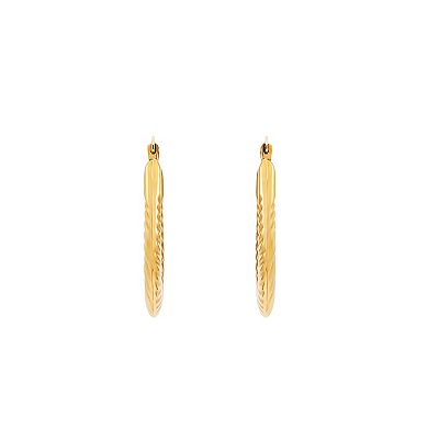 Everlasting Gold 10k Gold Oval Shrimp Hoop Earrings