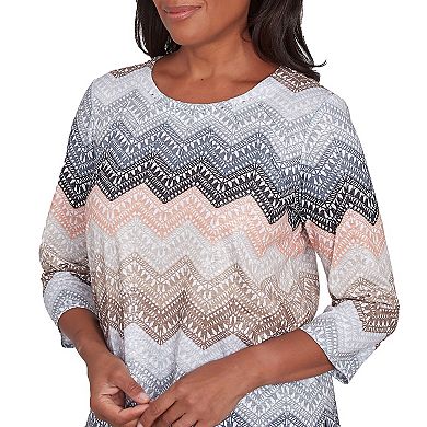 Petite Alfred Dunner Lacey Ombre Chevron Crewneck Top