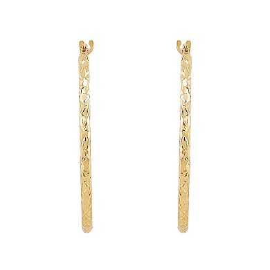 Everlasting Gold 10k Gold Crystal Cut Tube Hoop Earrings
