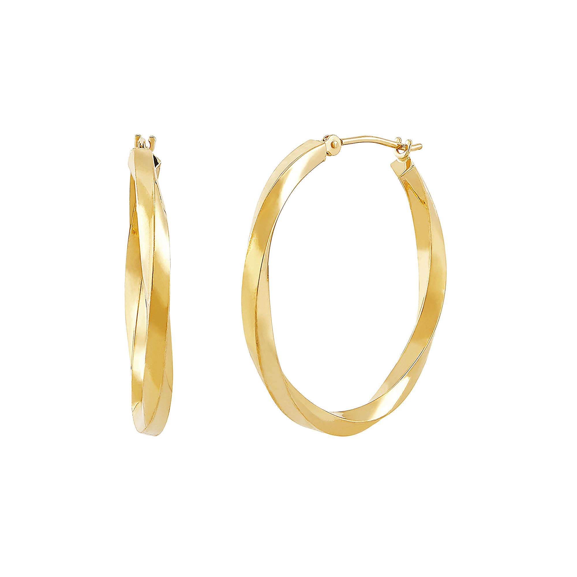 Everlasting Gold 10k Gold Square Tube Twist Hoop Earrings, Womens