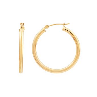 Everlasting Gold 10k Gold Tube Hoop Earrings