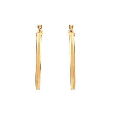 Everlasting Gold 10k Gold Tube Hoop Earrings