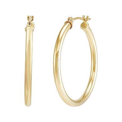 Everlasting Gold 10k Gold Tube Hoop Earrings