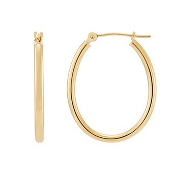 Everlasting Gold 10k Gold Oval Tube Hoop Earrings