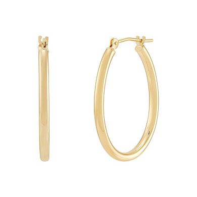 Everlasting Gold 10k Gold Oval Tube Hoop Earrings