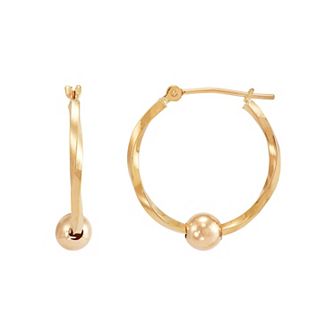 Everlasting Gold 10k Gold Square Tube Twist Hoop Earrings