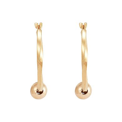 Everlasting Gold 10k Gold Square Tube Twist Hoop Earrings
