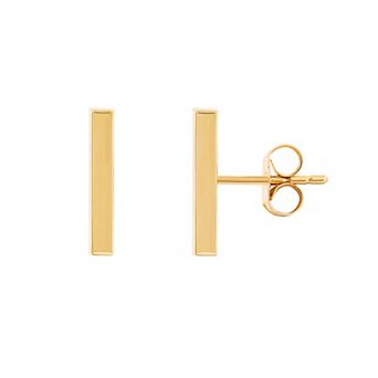 Everlasting Gold 10k Gold Square Stick Stud Earrings