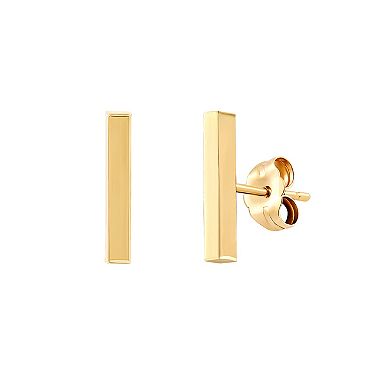Everlasting Gold 10k Gold Square Stick Stud Earrings