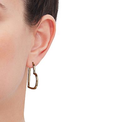 Everlasting Gold 10k Gold Square Tube Heart Hoop Earrings