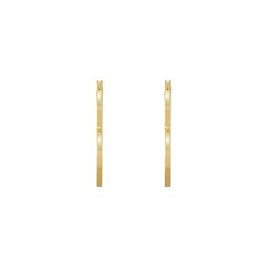 Everlasting Gold 10k Gold Square Tube Heart Hoop Earrings