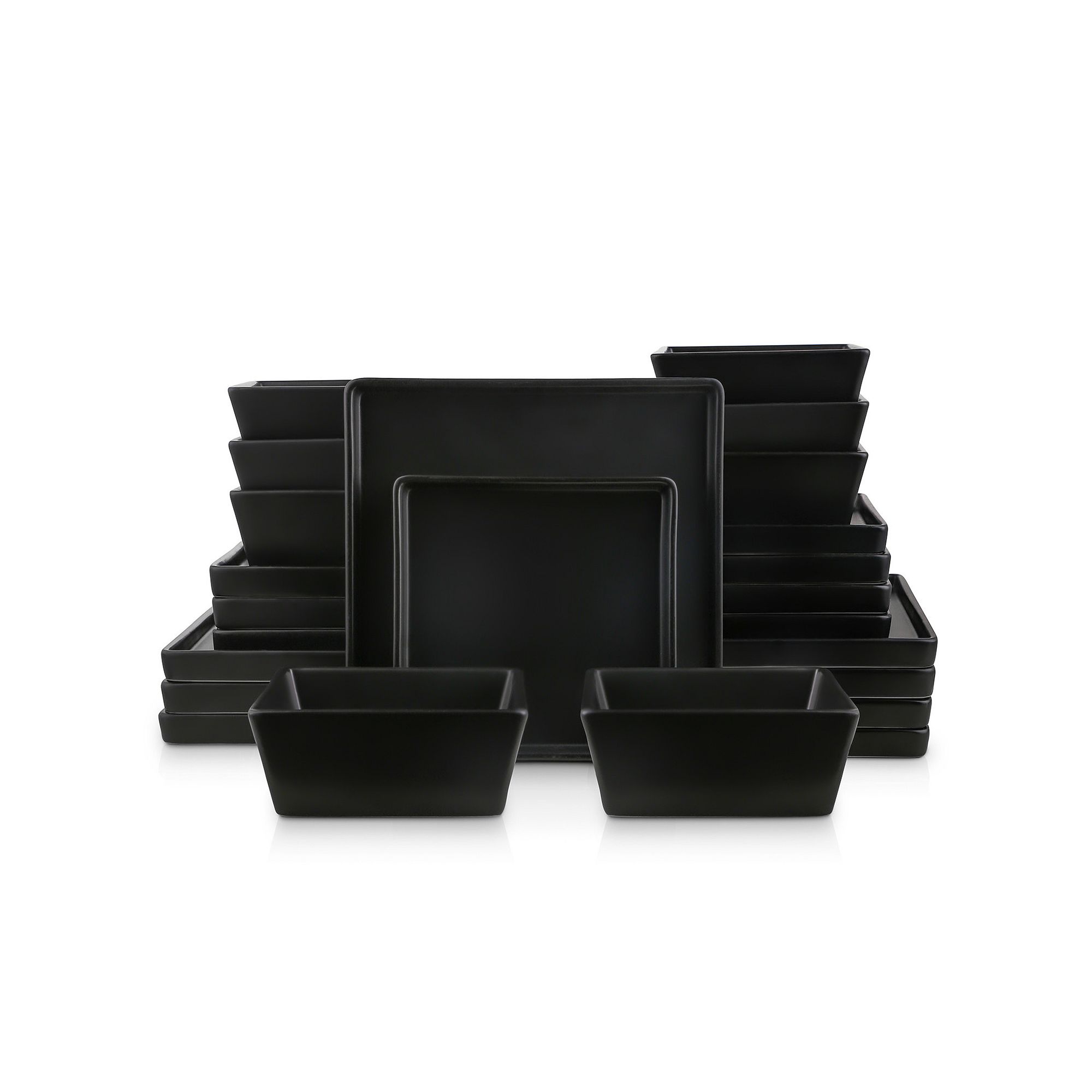 Stone Lain Grace Stoneware 24-Piece Dinnerware Set, Black