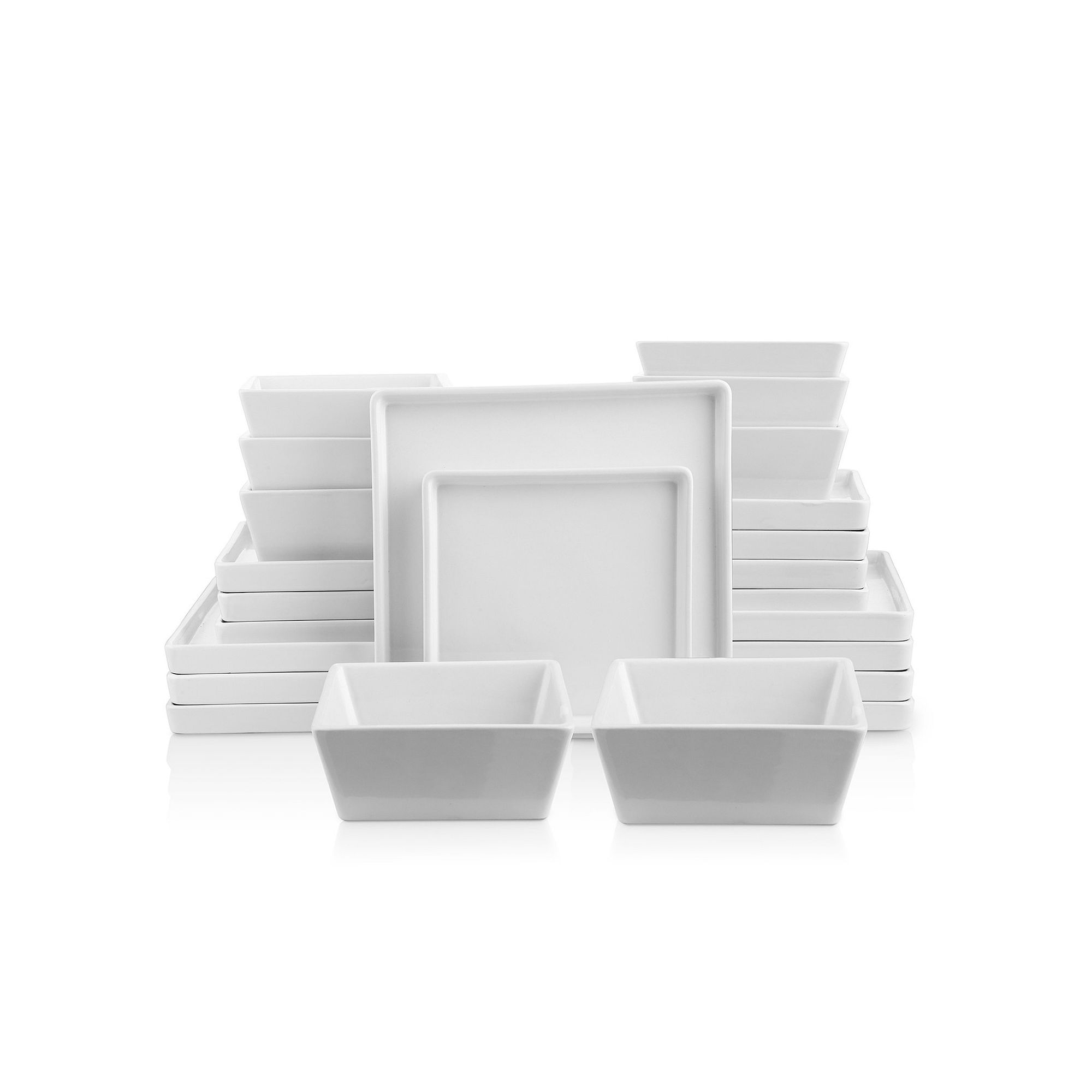 Stone Lain Grace Stoneware 24-Piece Dinnerware Set, White