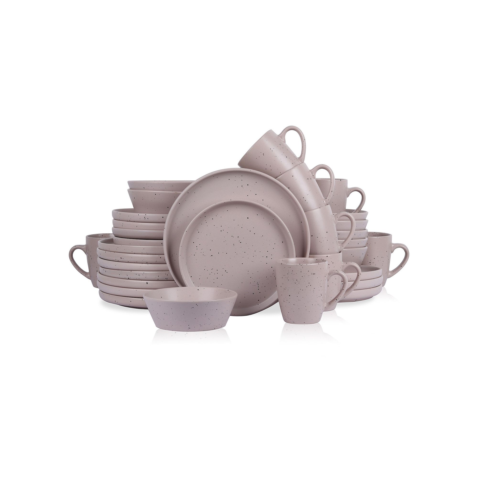 Stone Lain Jade Stoneware 32-Piece Dinnerware Set, Brown