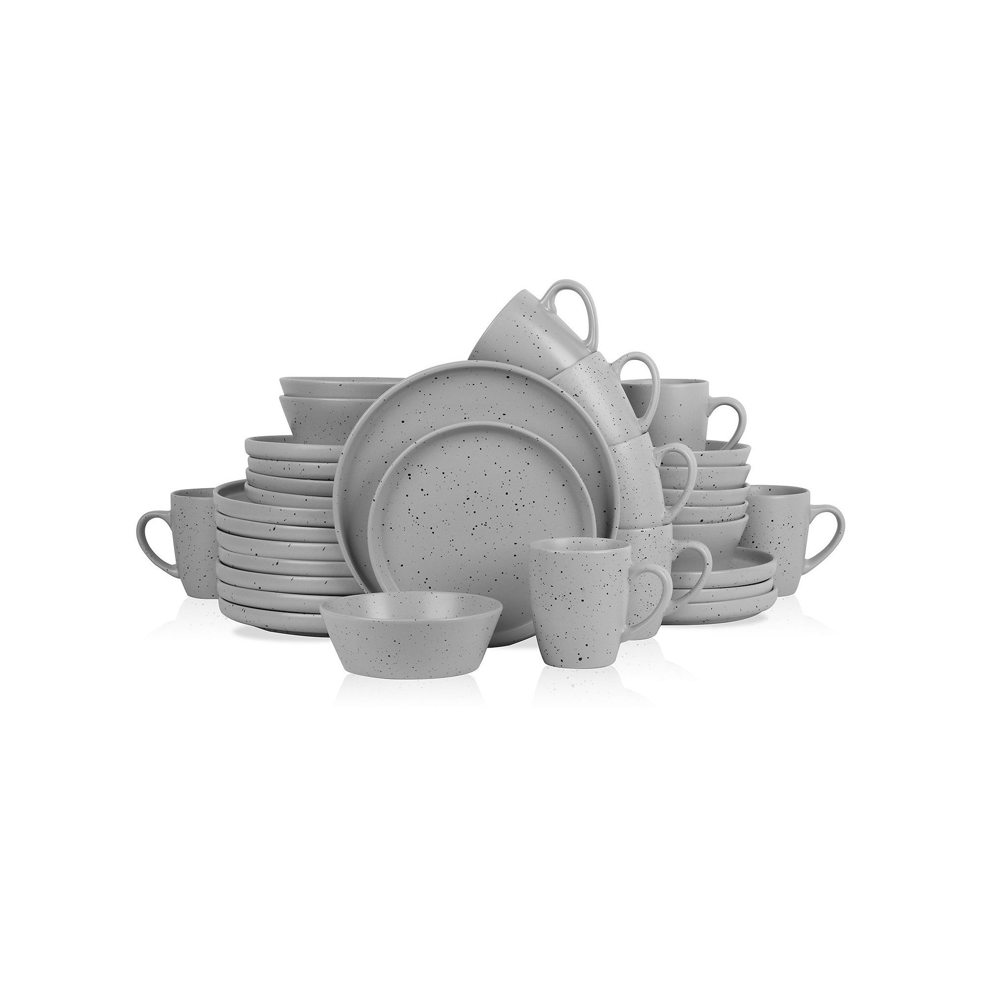 Stone Lain Jade Stoneware 32-Piece Dinnerware Set, Gray