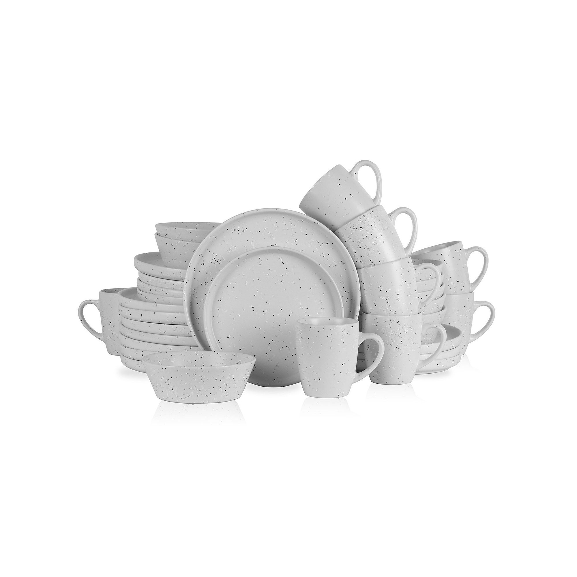 Stone Lain Jade Stoneware 32-Piece Dinnerware Set, White