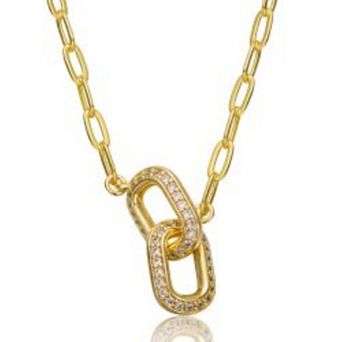 14k Gold Plated Cubic Zirconia Interlocking Links Necklace