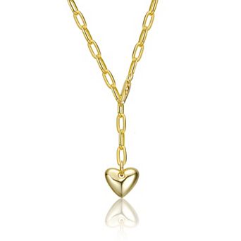 14k Gold Plated with Heart Charm Y Necklace