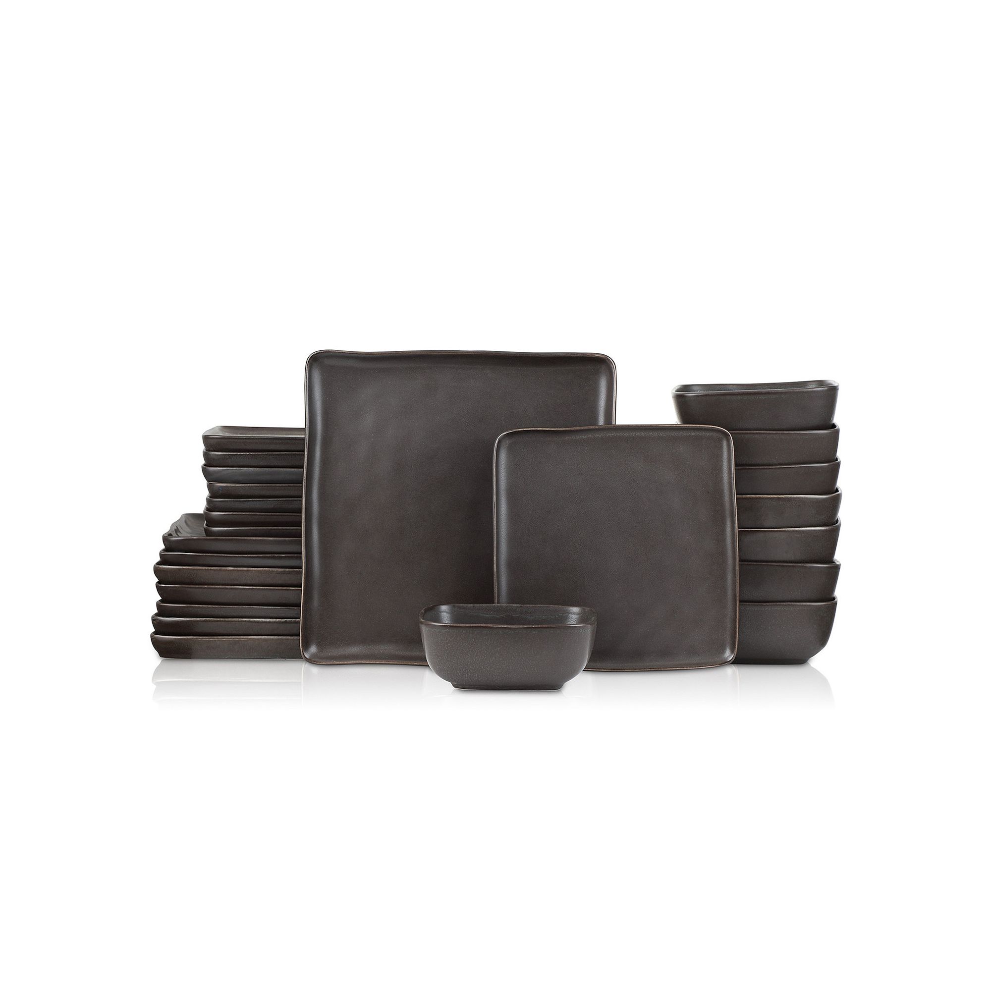 Stone Lain Jonny Stoneware 24-Piece Dinnerware Set, Brown