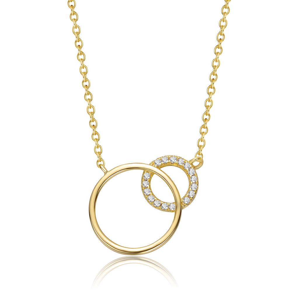 14k Gold Plated Cubic Zirconia Entwined Triple Eternity Circle Necklace