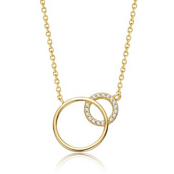 14k Gold Plated Cubic Zirconia Entwined Triple Eternity Circle Necklace