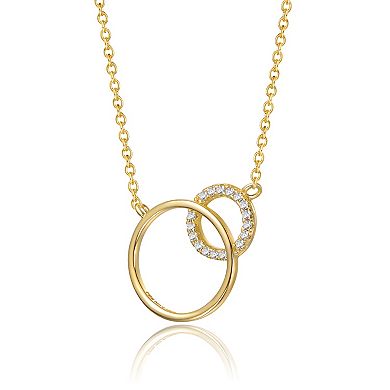 14k Gold Plated Cubic Zirconia Entwined Triple Eternity Circle Necklace