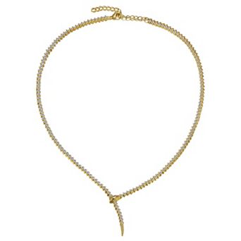 14k Gold Plated Cubic Zirconia Coiled Snake Tennis Chain Necklace